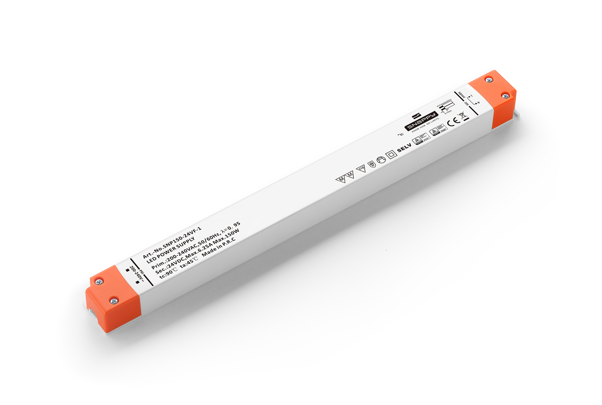 SNP150-24VF-1  SNP, 150W Constant Voltage Non-Dimmable LED Driver 24VDC 6.25A IP20.